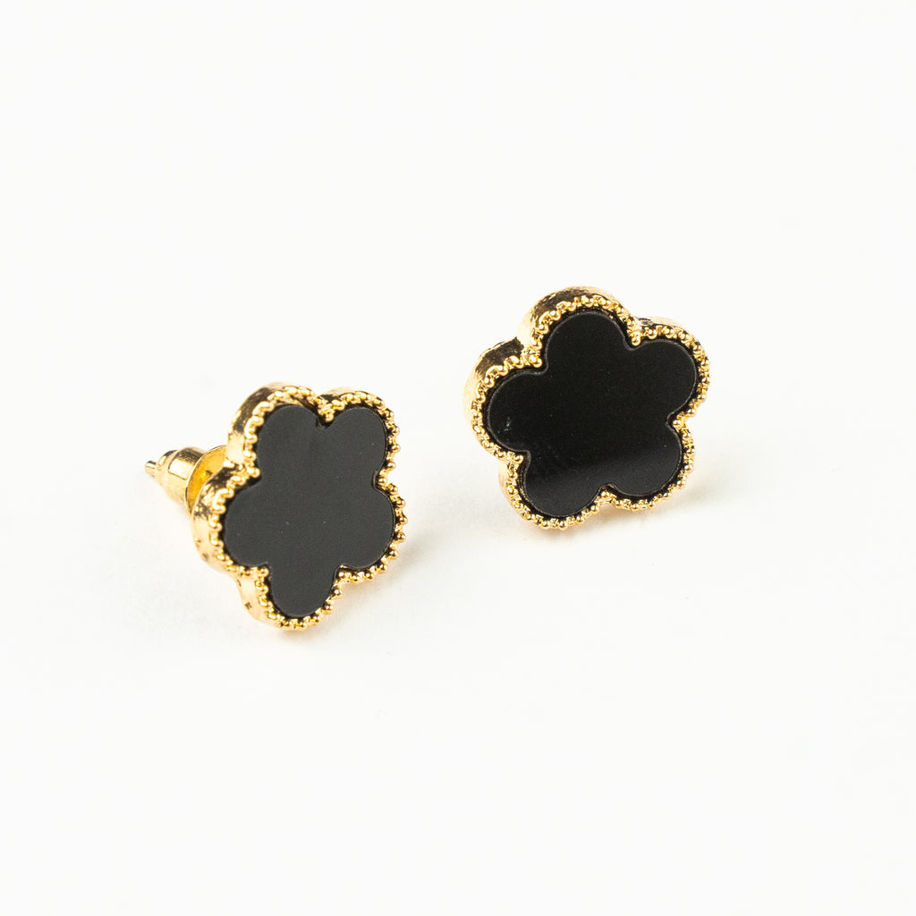 Black Flower Studs